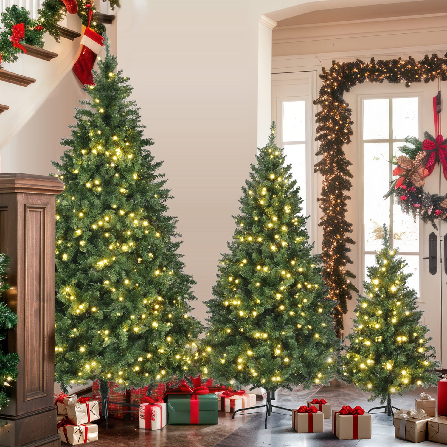 GVN Christmas Tree Christmas Decorations 8FT 6FT 4FT Pre Lit Green gvn-christmas-tree-christmas-decorations-8ft-6ft-4ft-pre-lit-green