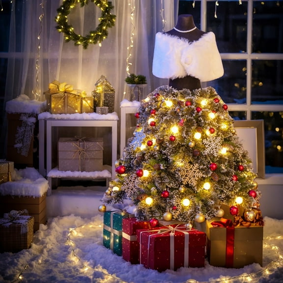 GVN Christmas Tree, Modern Christmas Tree,5 Ft Pre-Lit Mannequin Artificial Christmas Tree