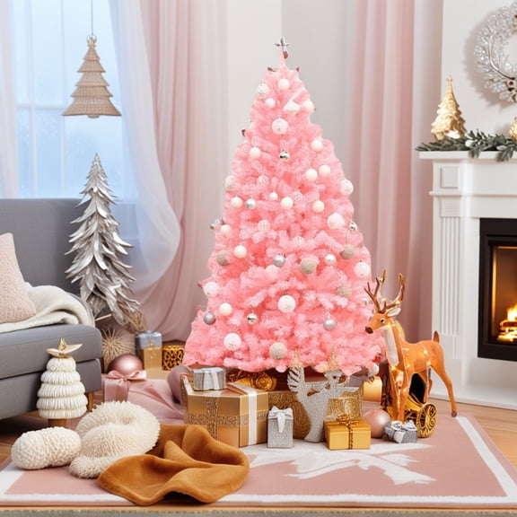 GVN Christmas Tree, Modern Christmas Tree,6Ft Pink Christmas Tree with 1036 Flourishing Branch Tips For Dreamy Festive Ambiance