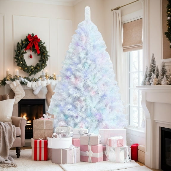 GVN Christmas Tree,Tree Christmas,Xmas Tree,6 Feet Iridescent Tinsel Artificial Christmas Tree with 792 Branch Tips