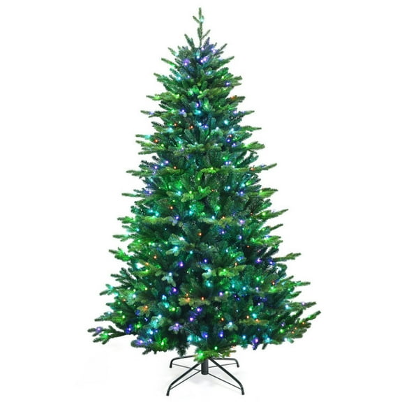 GVN Christmas Tree,Tree Christmas,Xmas Tree,Pre-lit Artificial Hinged Christmas Tree with APP Controlled LED Lights-7 ft