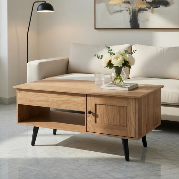 GVN Coffee Tables,Lift Top Coffee Table with Storage and Hidden Compartment-Natural