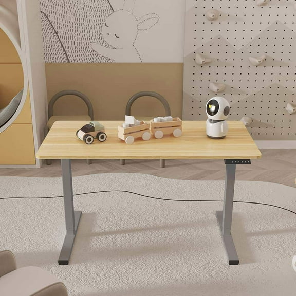 GVN Computer Desk, Home Office Desk,Electric Standing Desk Home Office Computer Workstation Sit Stand up Desk,(grey frame + maple top)