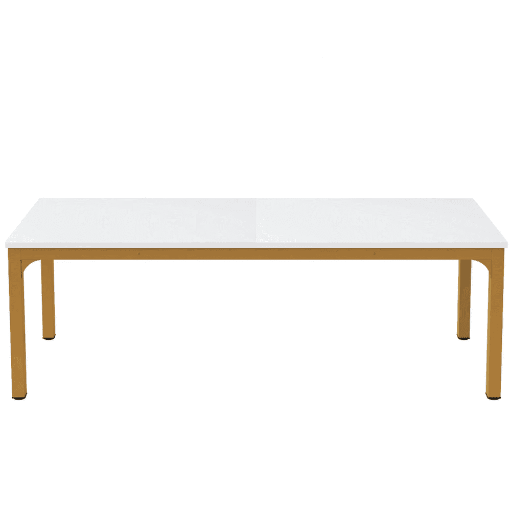 GVN Computer Desk, Study Writing Table,Rectangle Executive Desk, 78.7" Computer Desk 6FT Conference Table,White & Gold