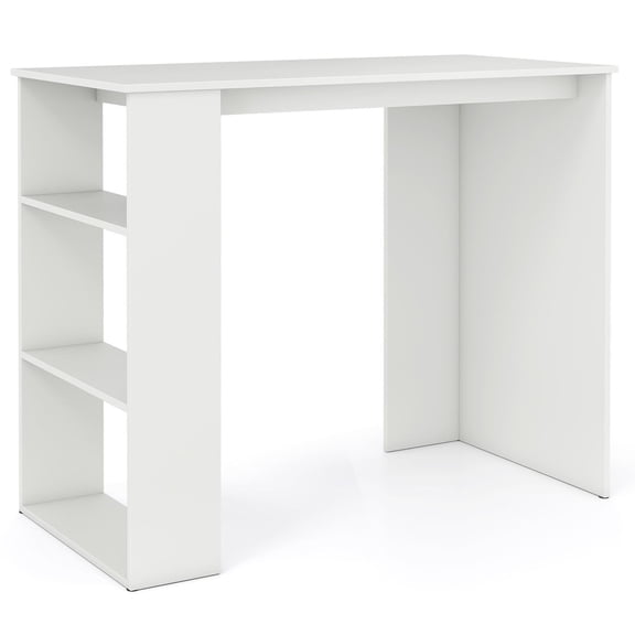 GVN Computer Desk with Bookshelf, Study Writing Table for Home Office, Small Space, Living Room, Study Room, Bedroom, White