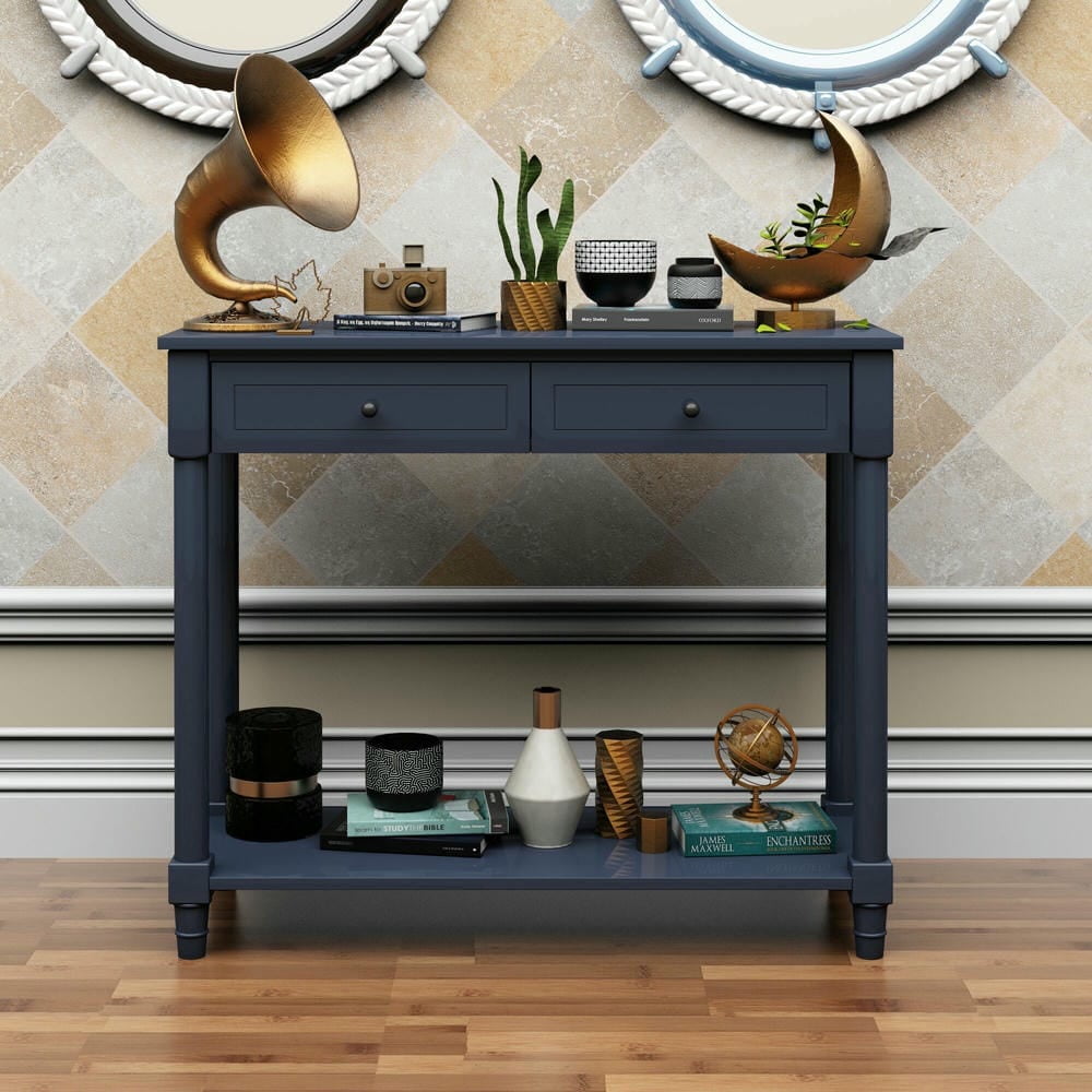 GVN Console Sofa Table, Display Shelf,2-Tier Console Table With 2 ...