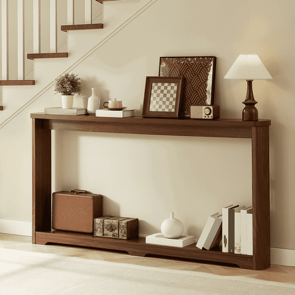 GVN Console Table, Entryway Table, 70.1" Narrow Wooden Console Sofa Table for Entranceways, Corridors, and Front Door, Walnut