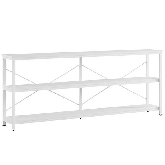 GVN Console Table, Entryway Table, 70.9" Console Table, 3-Tier Sofa Table with Metal Frame, White