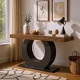 thumbnail image 1 of GVN Console Table, Entryway Table, Modern Wooden Console Table with Circular Metal Base, Entryway Sofa Side Table, 1 of 7