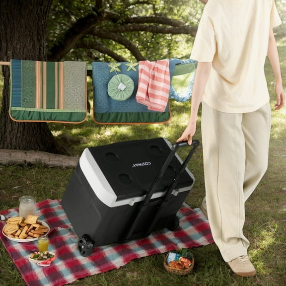 GVN Cooler Box, Outdoor Cooler,12V Car Refrigerator 32QT with Touch Panel and Removable Divider-M