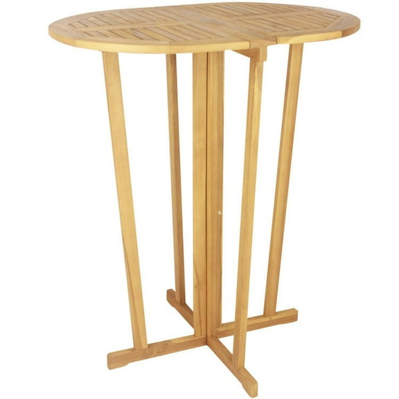 GVN Counter Bar Table, Bartable,Outdoor Folding Bar Table with Oval Tabletop and Cross Base