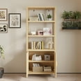 thumbnail image 1 of GVN Curio Cabinet Display Bar Cabinet,Display Cage, 4-Layer With Double Doors Triamcinol Board Rattan Surface Display Cabinet Original Wood Color, 1 of 10