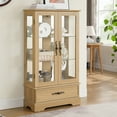 thumbnail image 1 of GVN Curio Cabinet Display Bar Cabinet,Display Cage,Glass Cabinet Lighted Glass Cabinet Curio Display Cabinet,OAK, 1 of 1