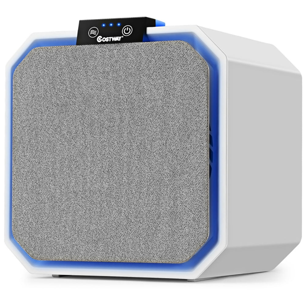 Compact White and Gray Desktop HEPA Air Purifier with Touch Screen