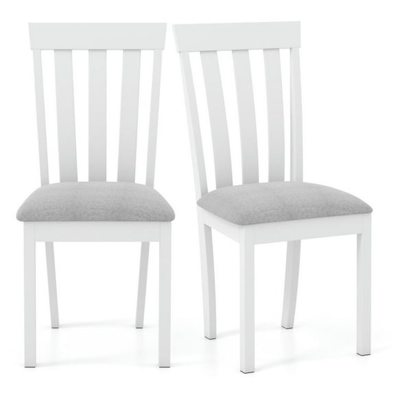 GVN Dining Chair Set of 2 Upholstered Wooden Kitchen Chairs with Padded Seat and Rubber Wood Frame-White, Dining Room Chairs, Lounge Chair for Kitchen, Dining, Bedroom, Living