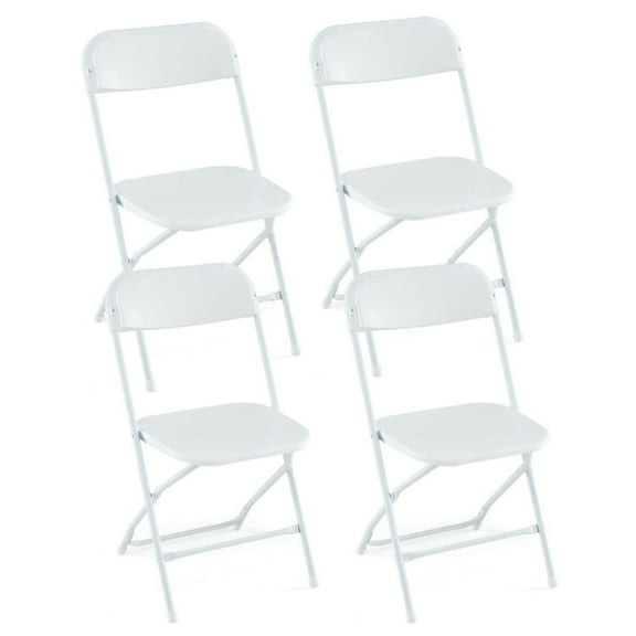 GVN Dining Chairs,4 Pack Metal Folding Chairs with Plastic Seat and Back-White
