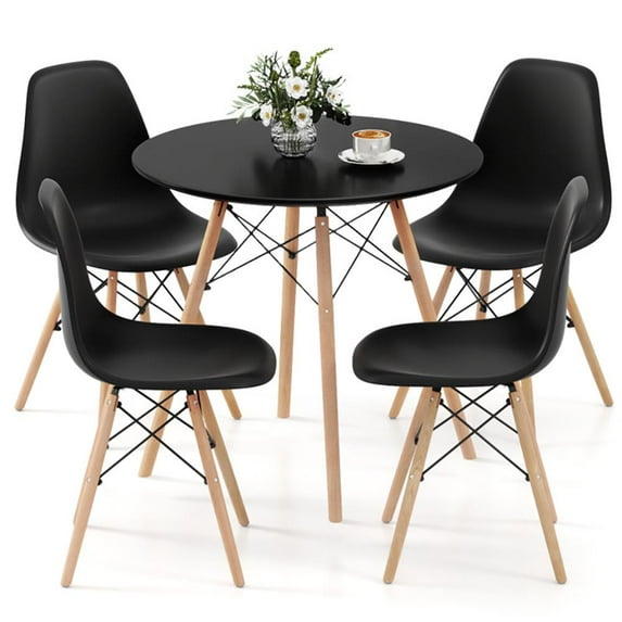 GVN Dining Room Table Set,Dining Table Set,5 Pieces Dining Table Set With Solid Wood Leg-Black