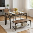 thumbnail image 1 of GVN Dining Room Table Set,Dining Table Set,Industrial Style Rectangular Kitchen Table with Bench and Chairs-Rustic Brown, 1 of 11