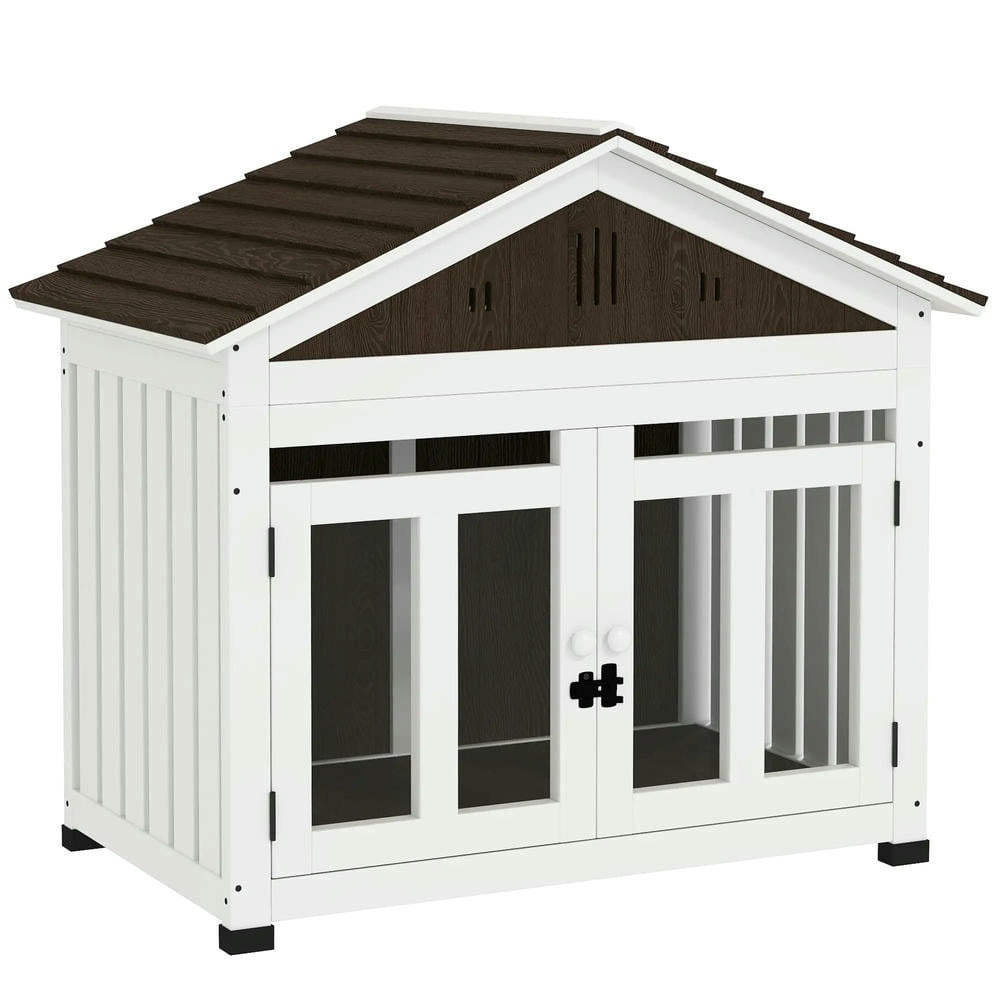 GVN Dog House, Dog Shelter,40"L Wooden Dog House Outdoor Indoor, with Air Vents & Elevated Removable Floor