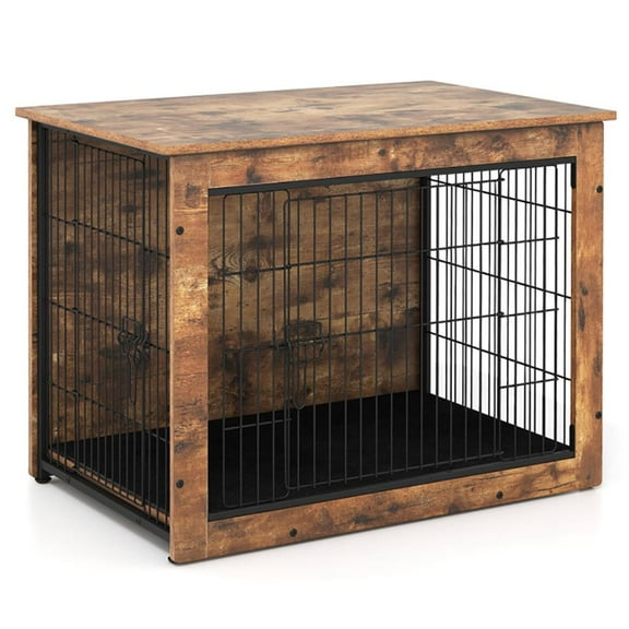 GVN Dog House, Dog Shelter,Dog Crate Furniture with Cushion and Double Doors for Small/Medium Dogs-33 Inches