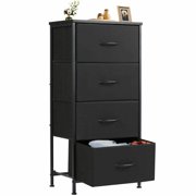 GVN Dresser, Chest of Drawers,4 Drawers Dresser, Chest of Drawers with Metal Frame and Wood Top, Black