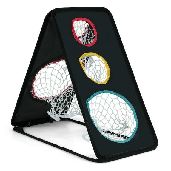 GVN Dual Sided Golf Chipping Net 5 Target Holes Triple Training System, Green, Black