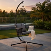 GVN Egg Chair Outdoor Indoor, Hanging Swing Chair with Stand-Gray, Balcony, Bedroom, Brown