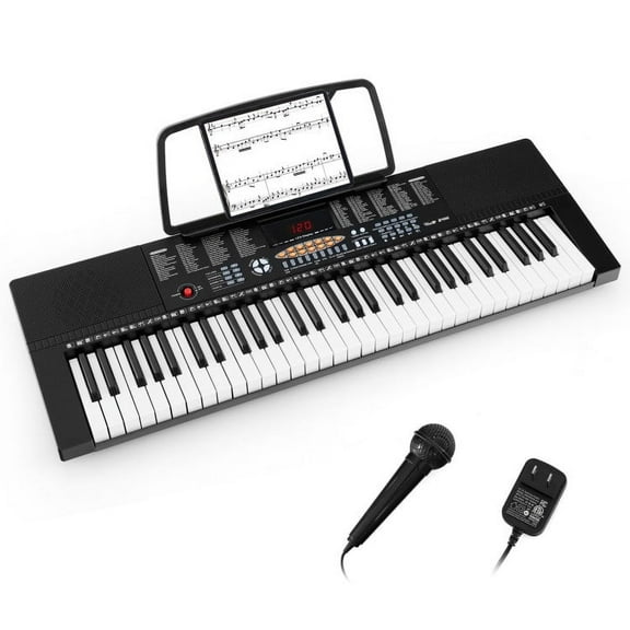 GVN Electronic Keyboard Piano,61-Key Electronic Keyboard Piano with 3 Teaching Modes LED Display and Dual Keyboard