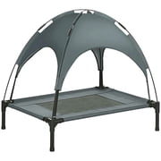 GVN Elevated Dog Bed with Removable Canopy, Outdoor Dog Cot with UV Protection Canopy Shade, Gray