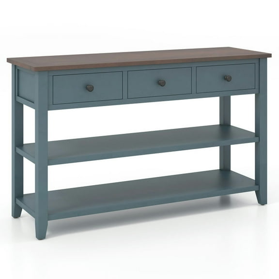GVN Entryway Table, Narrow Sofa Table, 50 Inch Entryway Table Narrow Long Sofa Table with Drawers and Shelves-Dark Blue
