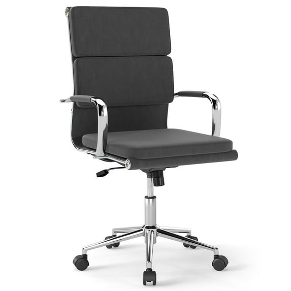 GVN Ergonomic Computer Chair with Rocking Backrest and Height, Home Office Desk Chairs with Adjustable Padded Seat for Home Office, Living Room, Study Room, Bedroom, Gray