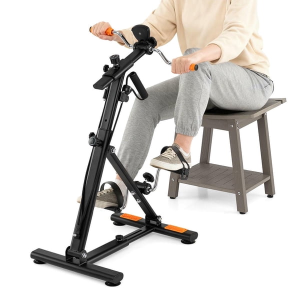 GVN Exerciser Bike Trainer with Adjustable Resistance, Fitness Bike for Arm and Leg Workout, Orange