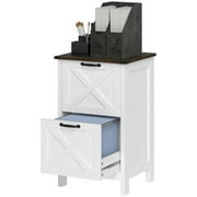 GVN File Cabinet, Office Filing Cabinet,Vertical File Cabinet with 2 Drawers, Office Storage Cabinet for A4, Letter Size, Distressed White