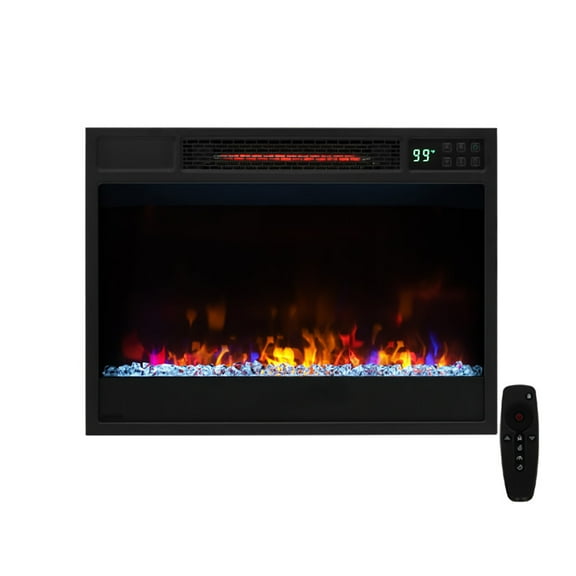 GVN Fireplace, Electric Fireplace Heater,23 Inch 1500W Recessed Electric Fireplace Insert with Remote Control-Black