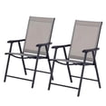 thumbnail image 1 of GVN Folding Chair, Outdoor Patio Chair,Set of 2 Outdoor Folding Chairs, Stackable Patio Dining Chairs with Armrests, Gray, 1 of 10