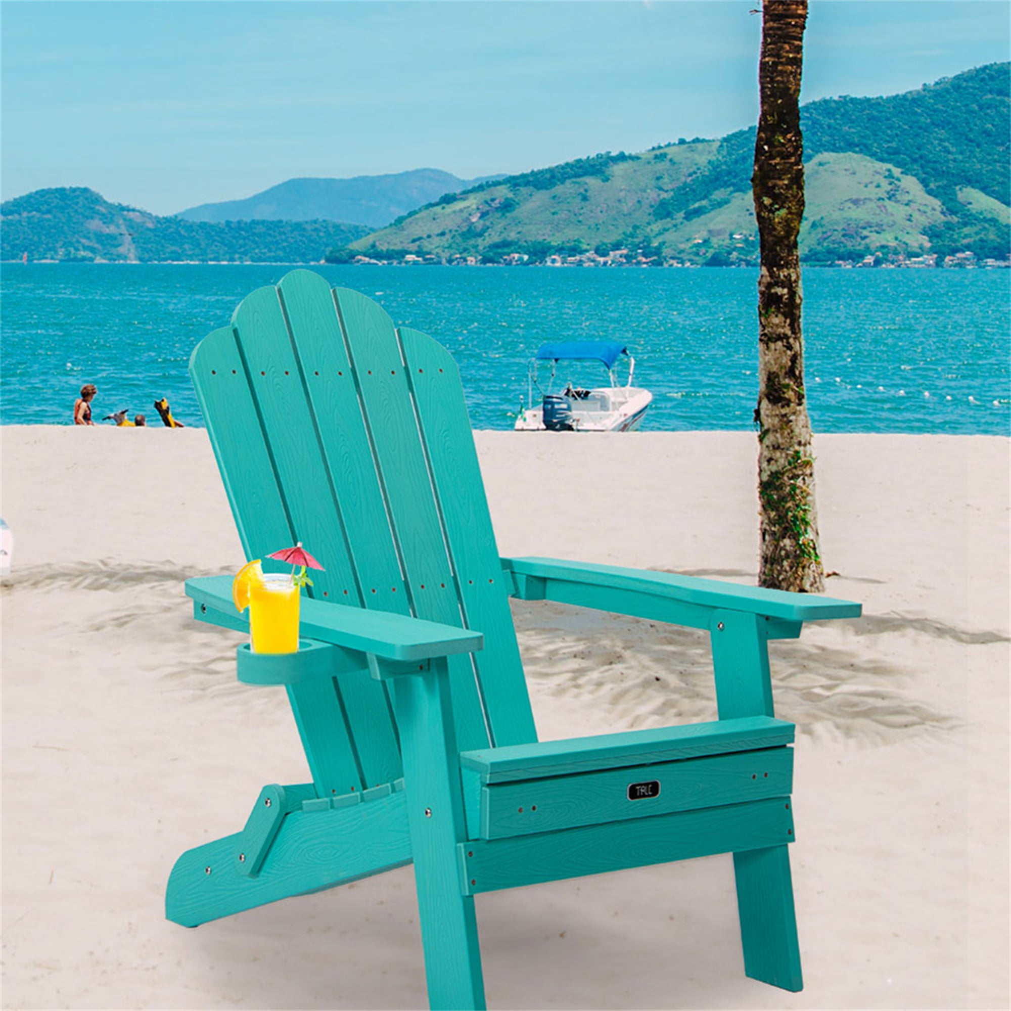 GVN Folding Chair with Pullout Ottoman with Cup Holder, Poly Lumber for Patio Deck Garden, Backyard Furniture, Easy to Install, GREEN GVN Folding Chair with Pullout Ottoman with Cup Holder, Poly Lumber for Patio Deck Garden, Backyard Furniture, Easy to Install, GREEN