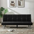 thumbnail image 1 of GVN Futon Couch, Sofa Loveseat, Lazy Sofa,3-person Foldable Sofa Bed with PU Leather, Solid Wood Frame and Metal Foot Support, Black, 1 of 9