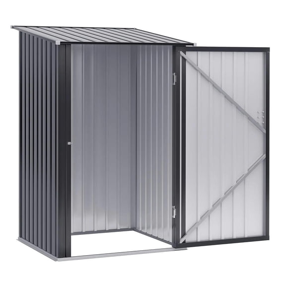 GVN Garden Storage Shed, Tool Storage Shed,3.3' x 3.4' Lean-to Garden Storage Shed with Lockable Door, Dark Gray