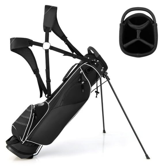 GVN Golf Stand Bag, Lightweight Golf Bag,Golf Stand Cart Bag with 4 Way Divider Carry Organizer Pockets-Black