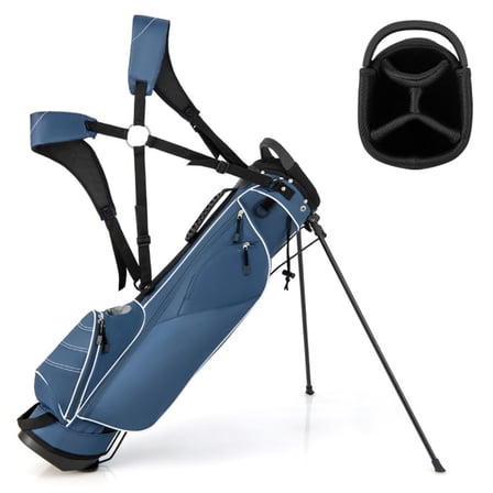 GVN Golf Stand Bag, Lightweight Golf Bag,Golf Stand Cart Bag with 4 Way Divider Carry Organizer Pockets-Blue