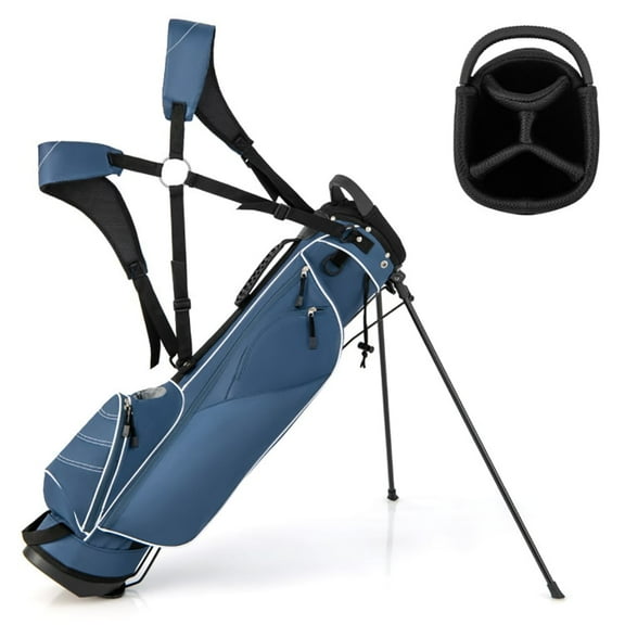 GVN Golf Stand Bag, Lightweight Golf Bag,Golf Stand Cart Bag with 4 Way Divider Carry Organizer Pockets-Blue