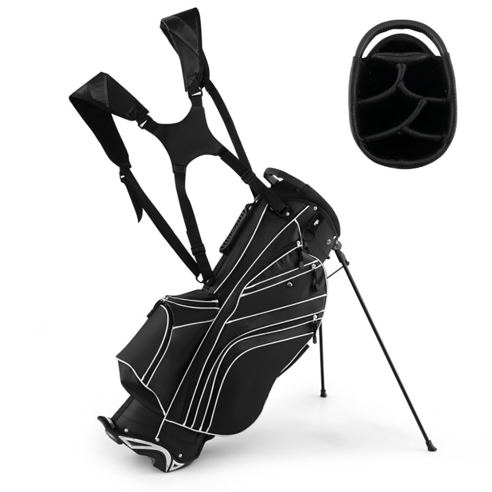 GVN Golf Stand Bag, Lightweight Golf Bag,Golf Stand Cart Bag with 6-Way Divider Carry Pockets-Black