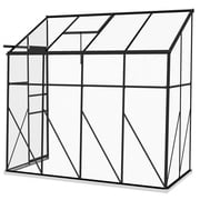 GVN Greenhouse for Outdoors, 8 x 4 Walk-in Polycarbonate Greenhouse, Lean-to Aluminum Green House with Rain Gutter and Foundation, Black