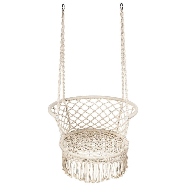 GVN Hanging Hammock Chair with 330 Pounds Capacity and Cotton Rope Handwoven Tassels Design-Beige, Hanging Hammock Chair, Use Indoor, Outdoor, Chair, Patio, Porch, Garden, Meditation GVN Hanging Hammock Chair with 330 Pounds Capacity and Cotton Rope Handwoven Tassels Design-Beige, Hanging Hammock Chair, Use Indoor, Outdoor, Chair, Patio, Porch, Garden, Meditation