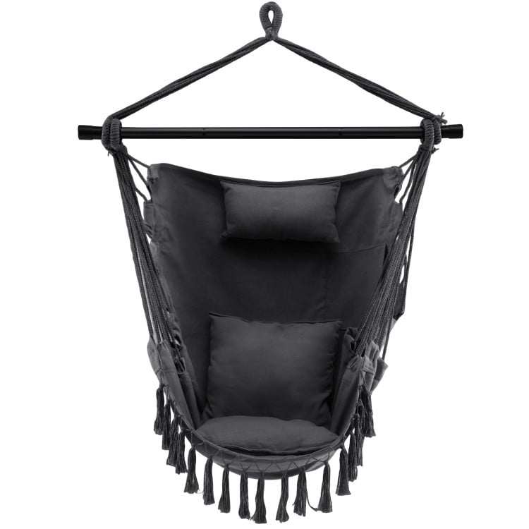 GVN Hanging Rope Swing Chair with Soft Pillow and Cushions-Beige, Hanging Hammock Chair, Use Indoor, Outdoor, Chair, Patio, Porch, Garden, Meditation GVN Hanging Rope Swing Chair with Soft Pillow and Cushions-Beige, Hanging Hammock Chair, Use Indoor, Outdoor, Chair, Patio, Porch, Garden, Meditation