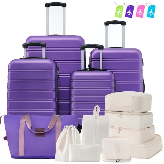 GVN Hardshell Luggage Sets 4 pcs + Bag Spinner Suitcase with TSA Lock Lightweight-16"+20"+24"+28" Luggages