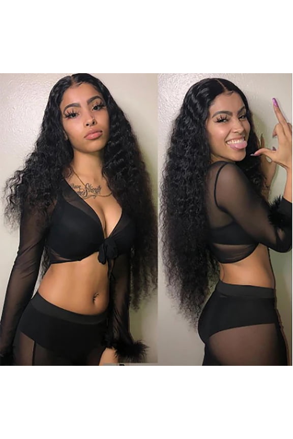 Human Hair, Hairpiece, Wig,Affordable hair Deep Wave 100% Human Hair 1 Bundle Natural Black 10"-30"