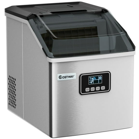 GVN Ice Makers, Kitchen Ice Machine, 48 lbs Stainless Self-Clean Ice Maker with LCD Display