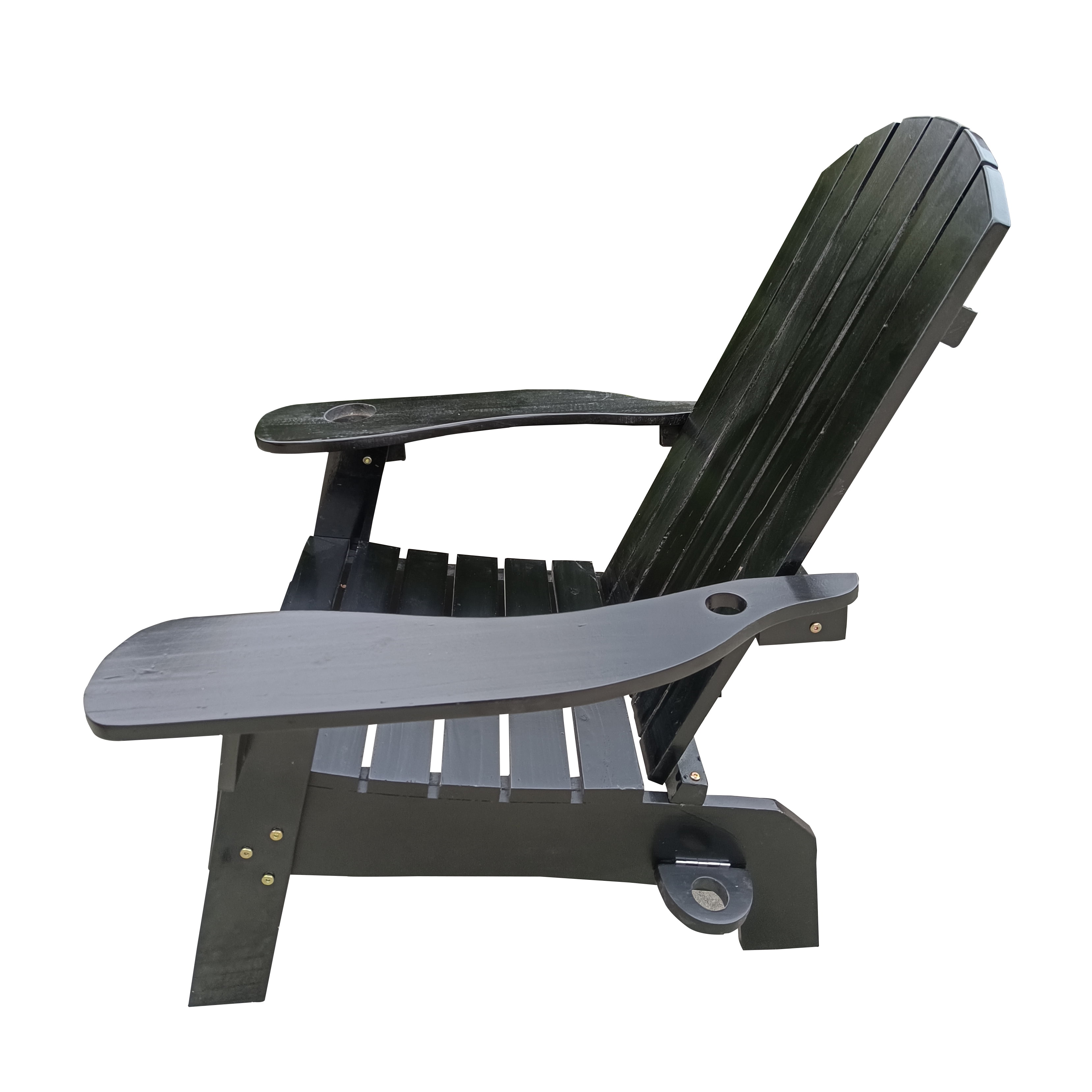 GVN Indoor/Outdoor Wood Adirondack Chair, Adirondack Chair with Cup Holder and Hole to Hold Umbrella on The Arm, Black GVN Indoor/Outdoor Wood Adirondack Chair, Adirondack Chair with Cup Holder and Hole to Hold Umbrella on The Arm, Black