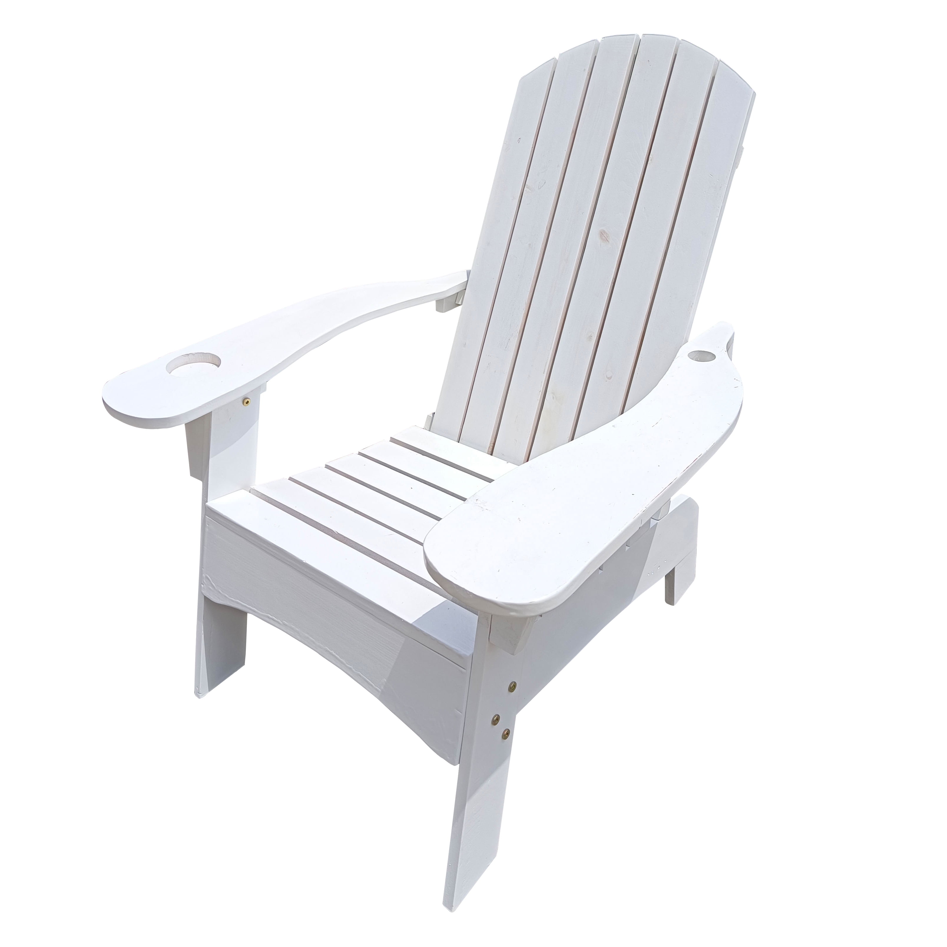 GVN Indoor/Outdoor Wood Adirondack Chair, Adirondack Chair with Cup Holder and Hole to Hold Umbrella on The Arm, White GVN Indoor/Outdoor Wood Adirondack Chair, Adirondack Chair with Cup Holder and Hole to Hold Umbrella on The Arm, White
